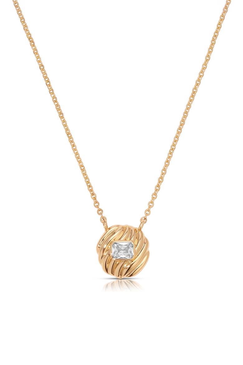 Textured Baguette Disc Necklace, Main, color, GOLD