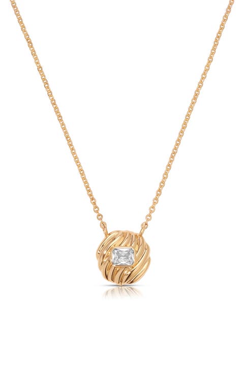 Textured Baguette Disc Necklace