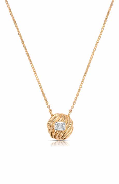 Textured Baguette Disc Necklace