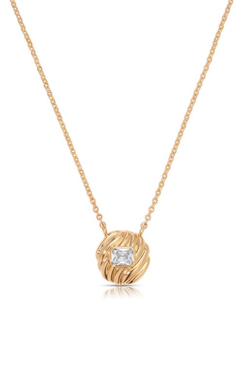 Ettika Textured Baguette Disc Necklace In Gold