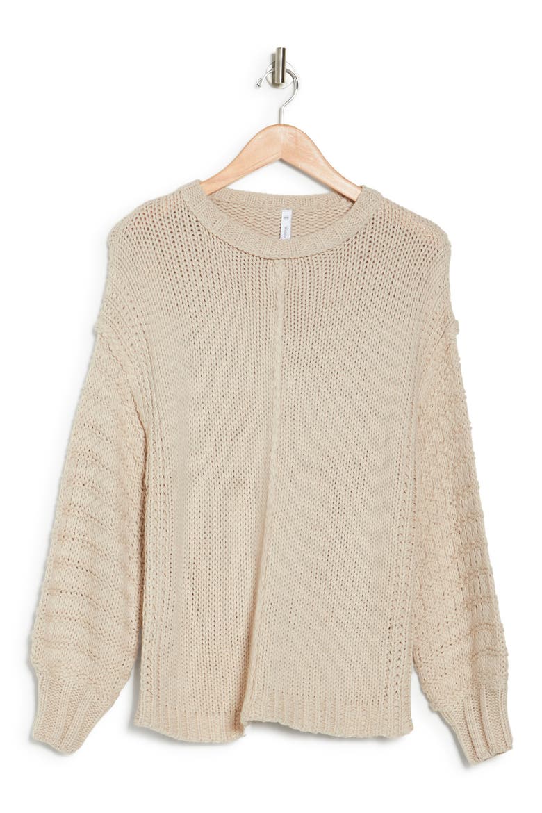 Long Puff Sleeve Sweater, Alternate, color, CREAM