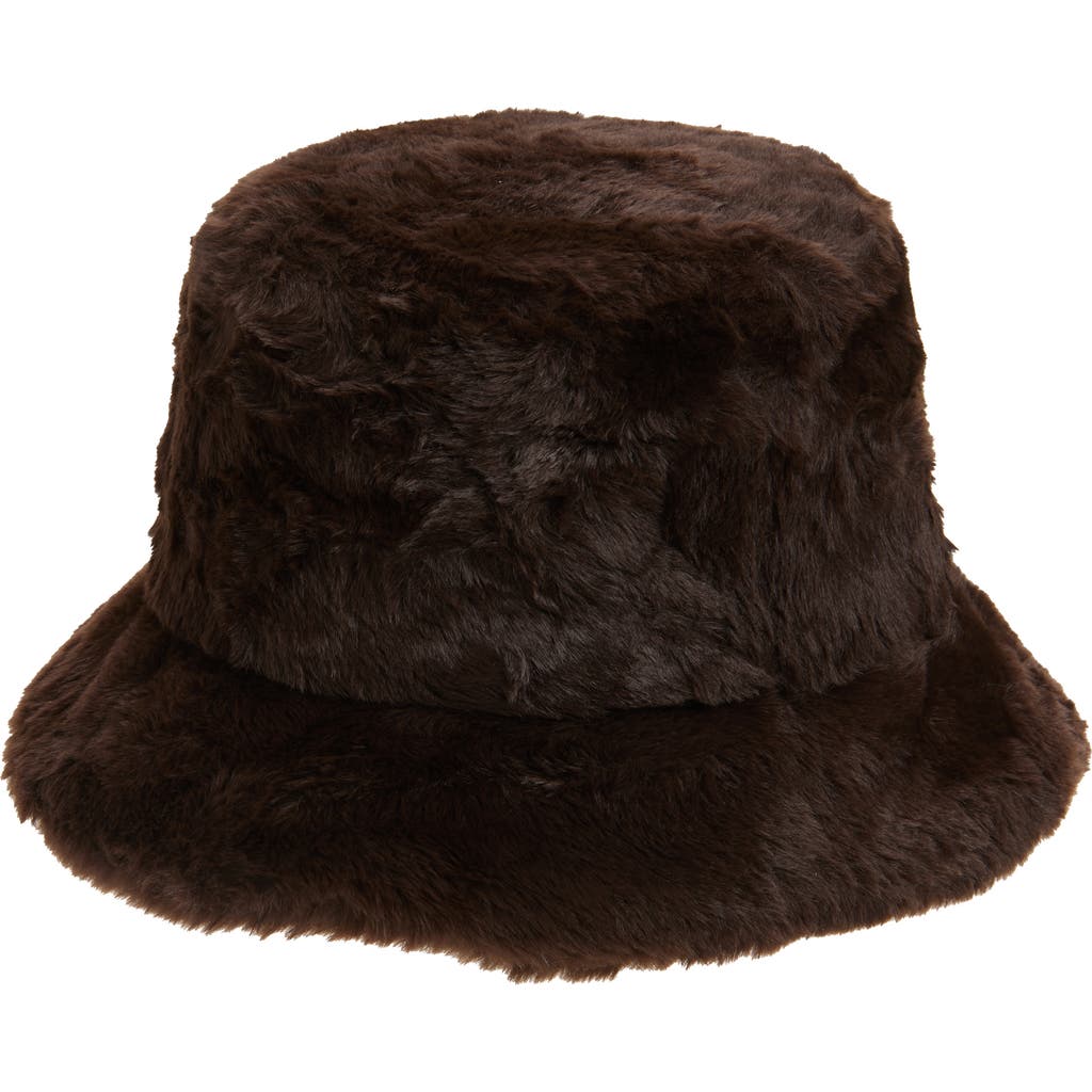 Tasha Faux Fur Bucket Hat In Brown