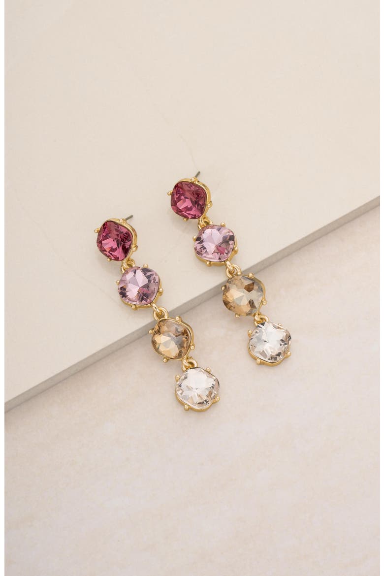 Four the Money Crystal Drop Earrings, Alternate, color, PINK