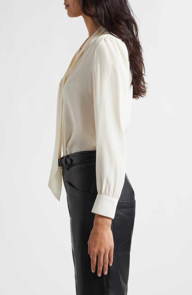 Nili Lotan Colt Tie Neck SilkTop, Alternate, color, Ivory