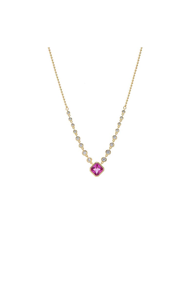 Pink Heart CZ Station Necklace, Main, color, Pink