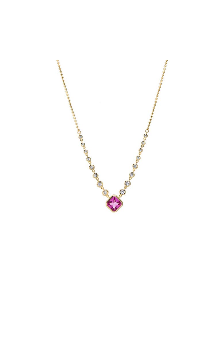 BY ADINA EDEN Pink Heart CZ Station Necklace, Main, color, Pink