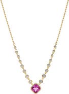 BY ADINA EDEN Pink Heart CZ Station Necklace