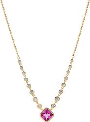 BY ADINA EDEN Pink Heart CZ Station Necklace
