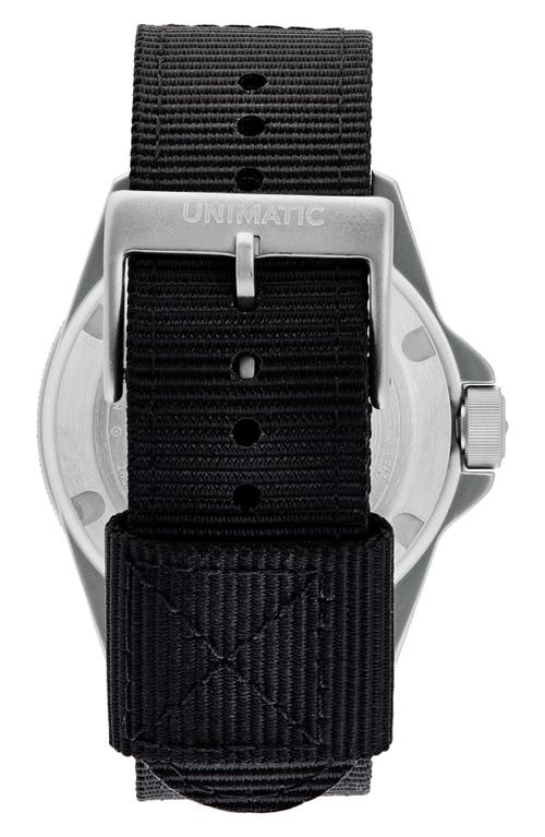 Unimatic Modello Quattro Gmt Toolwatch Ut4-gmt Nylon Strap Diving Watch, 40mm In Black Steel