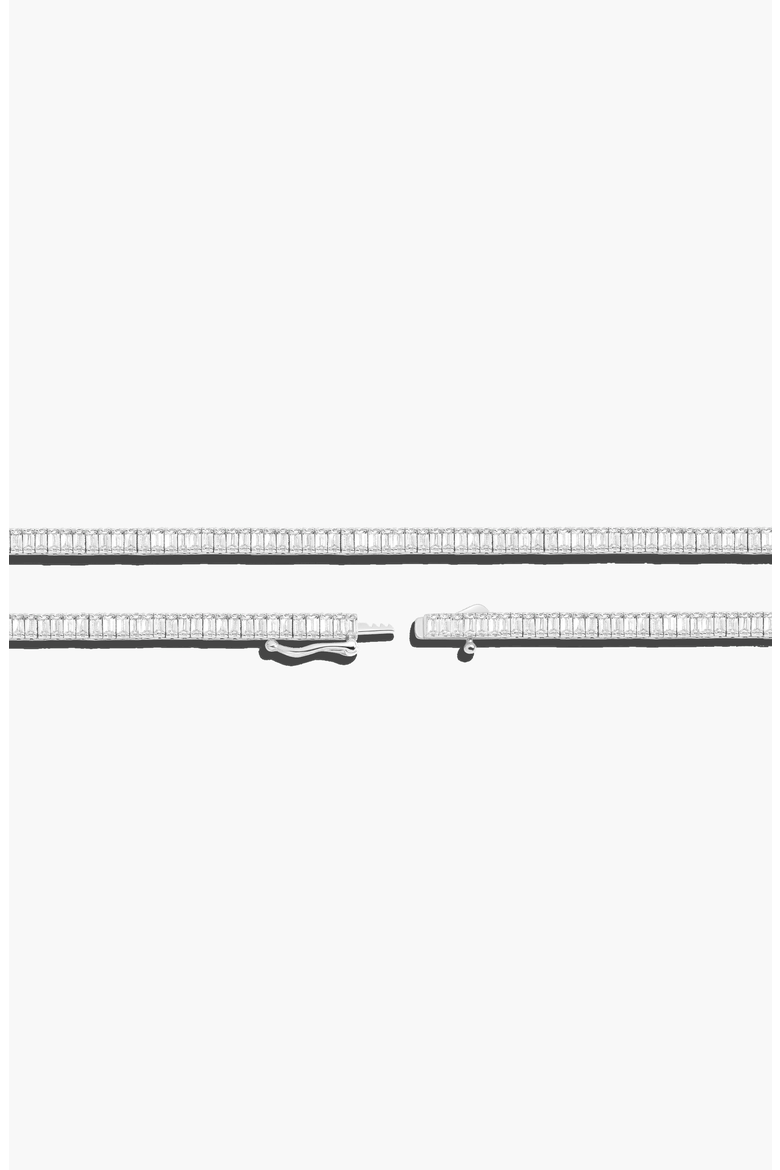 Lab Grown White Sapphire Baguette Tennis Necklace - 27ct, Alternate, color, White Vermeil, 13ct