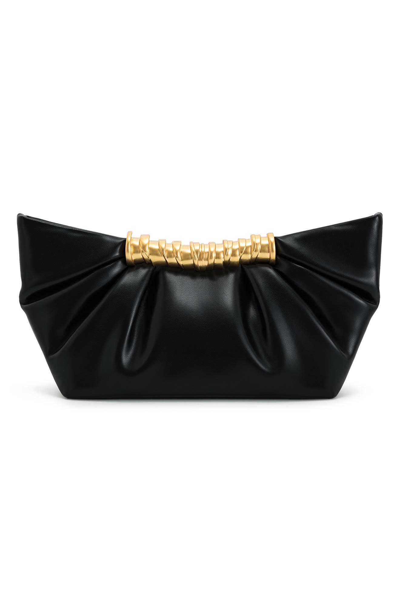JW PEI Leia Pleated Faux Leather Clutch, Alternate, color, Black