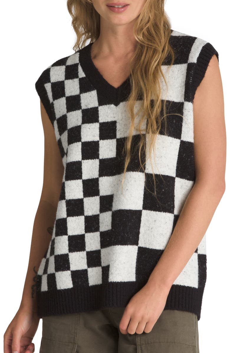 Vans Courtyard Checkerboard Sweater Vest, Main, color, 