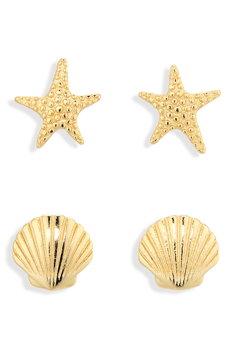 Sea Life Set of 2 Stud Earrings, Main, color, GOLD