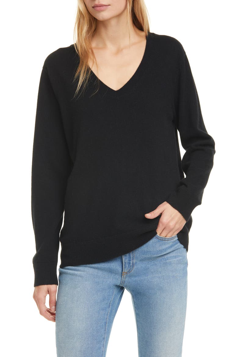 Weekend V-Neck Cashmere Sweater, Main, color, BLACK