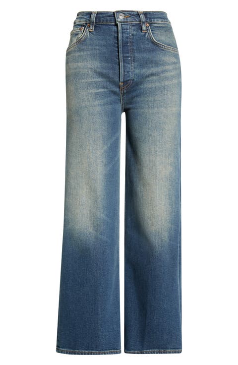 High Waist Crop Wide Leg Jeans