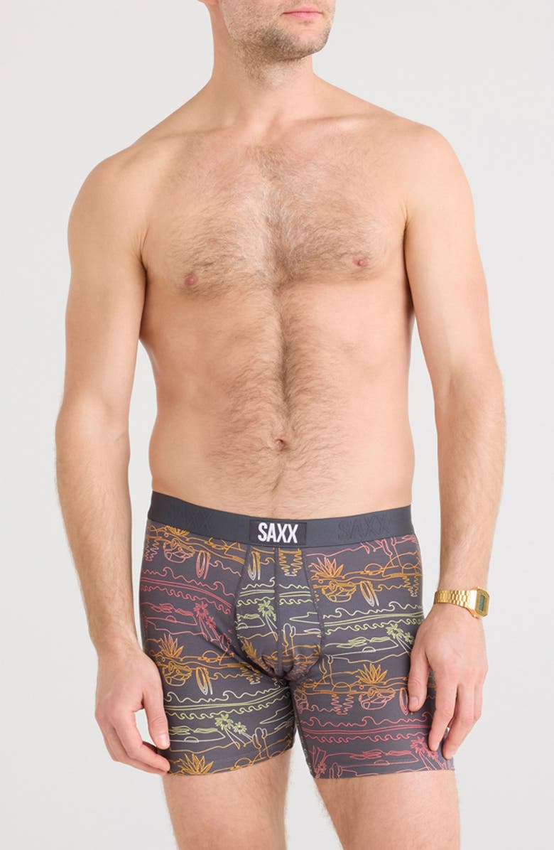 SAXX Ultra Super Soft Boxer Briefs, Main, color, Summer Roadtrip-Ebony