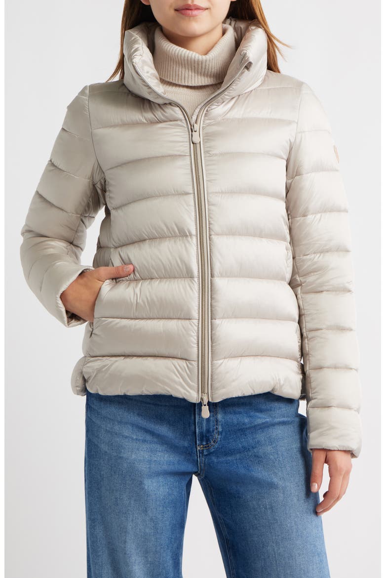 Elsie Water & Wind Repellent Puffer Jacket, Main, color, RAINY BEIGE