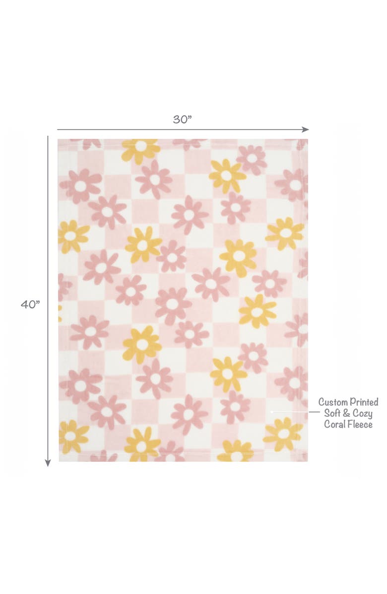 Lambs & Ivy Daisy Dreams Soft & Cozy Luxury Fleece Checkered Baby Blanket, Alternate, color, Pink