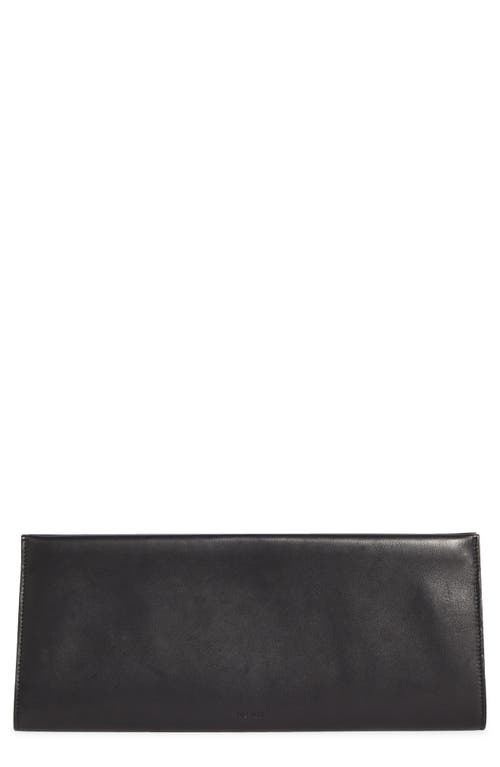 The Row Flat Leather Clutch In Black Ang