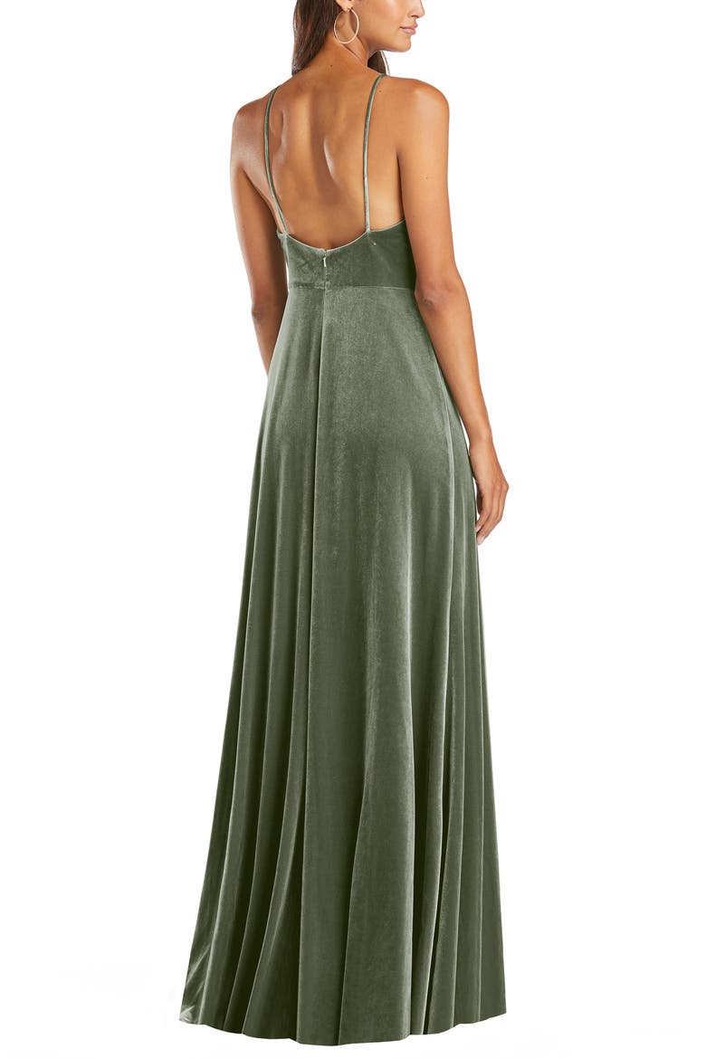 Velvet Halter Gown, Alternate, color, SAGE