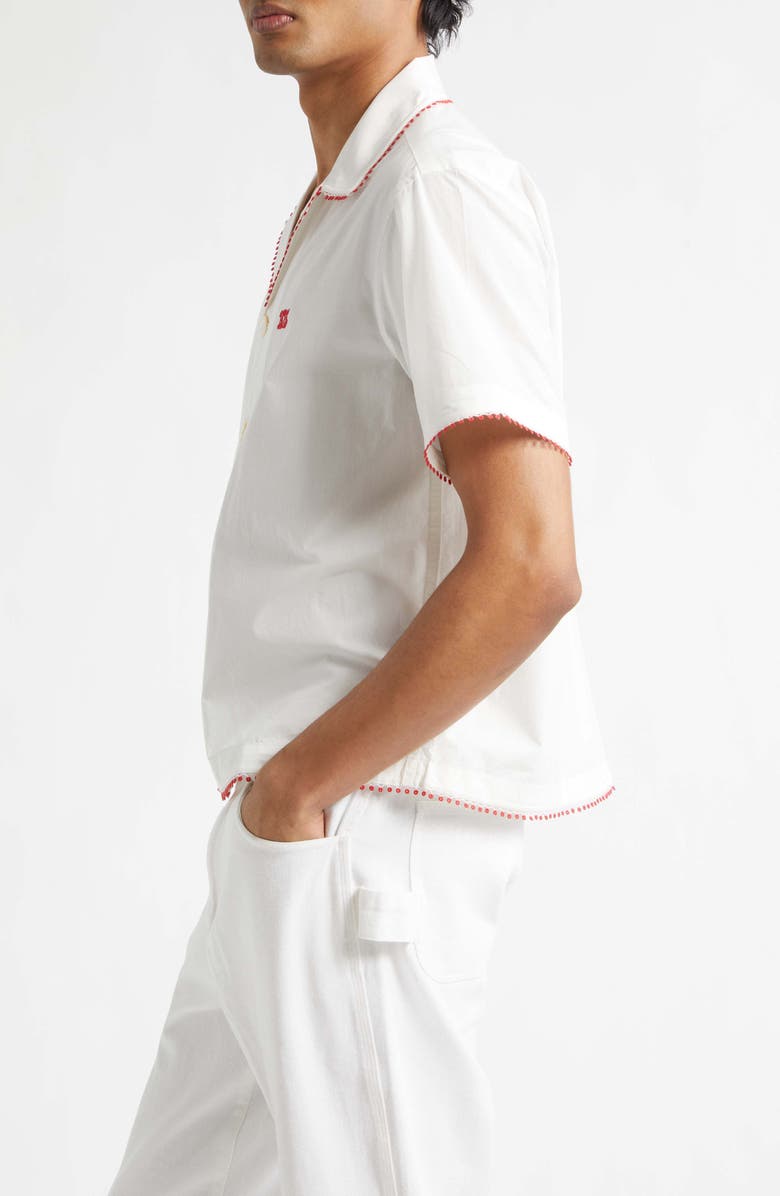 Bode Rebud Cotton Voile Camp Shirt, Alternate, color, White