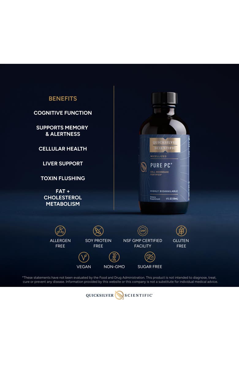 Quicksilver Scientific Micellized Pure PC Phosphatidylcholine Liquid Cellular Support Supplement, Alternate, color, NO COLOR