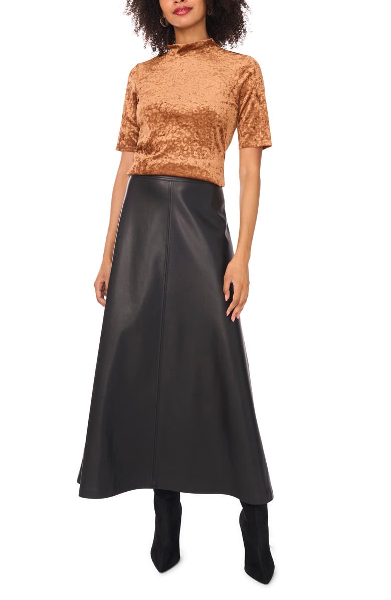 Vince Camuto Animal Print Jacquard Chenille Mesh Mock Neck Top, Alternate, color, Foxtrot