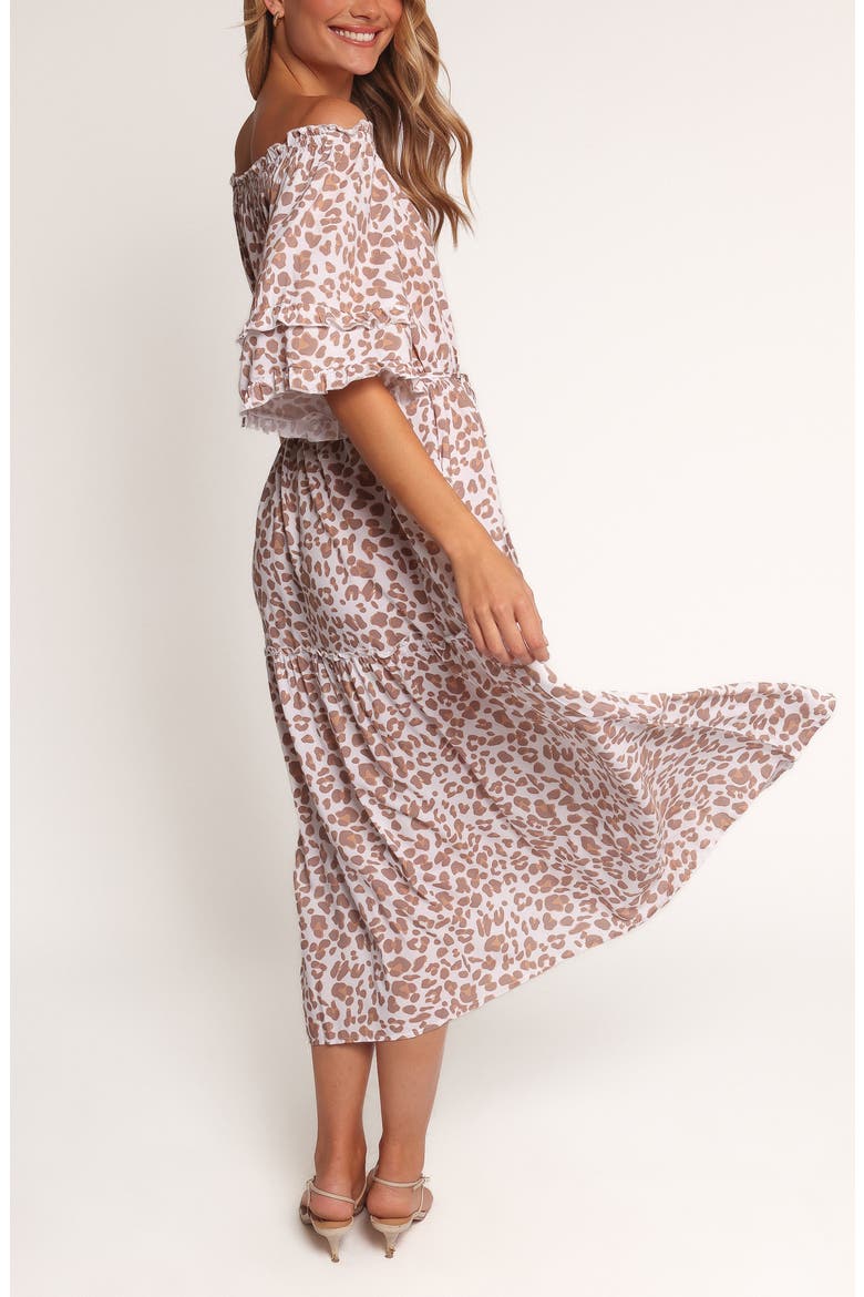 Rhody Leopard Print Off the Shoulder Maxi Dress, Alternate, color, WHITE LEOPARD