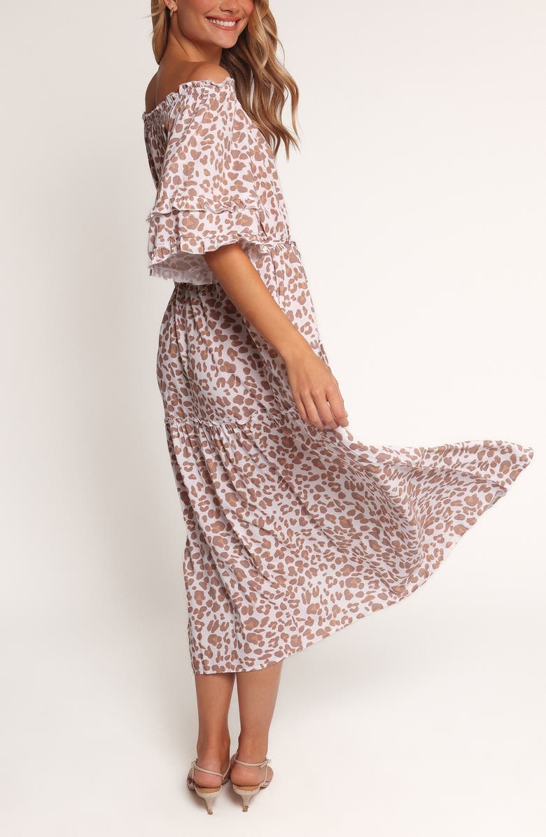Petal & Pup Rhody Leopard Print Off the Shoulder Maxi Dress, Alternate, color, White Leopard