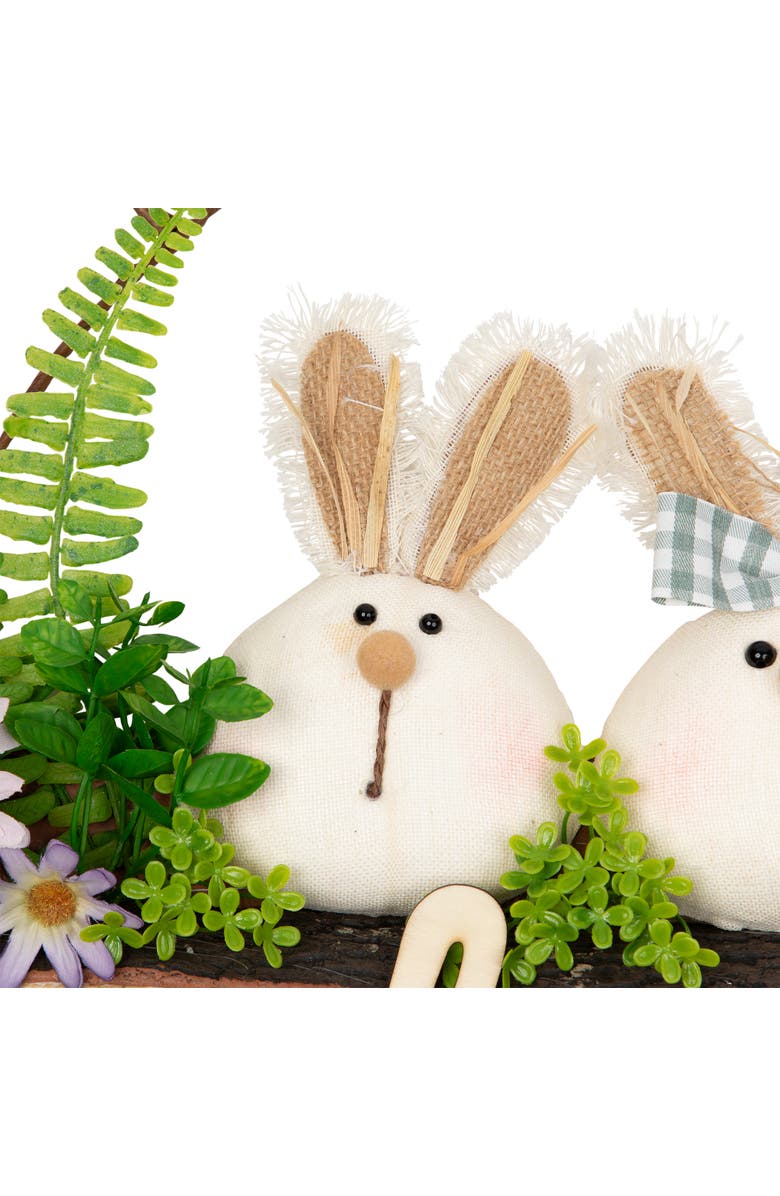 Northlight Easter Rabbit Couple Floral "Welcome" Sign - 16-Inch, Alternate, color, Multi