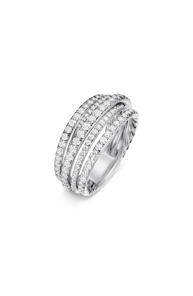 David Yurman 11MM PAVE CROSSOVER RING, Alternate, color, 18K White Gold