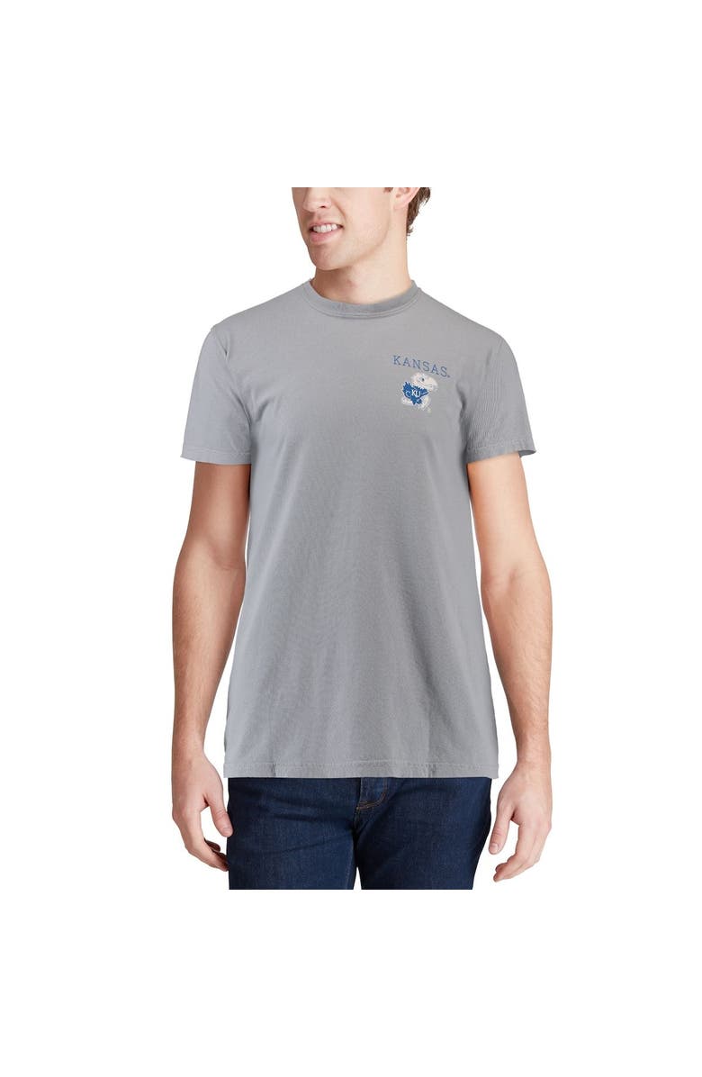 IMAGE ONE Men's Gray Kansas Jayhawks Comfort Colors Campus Scenery T-Shirt, Alternate, color, 