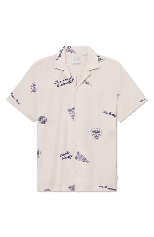 Les Deux Hendrix Aoe Short Sleeves Shirt In Ivory/blueprint