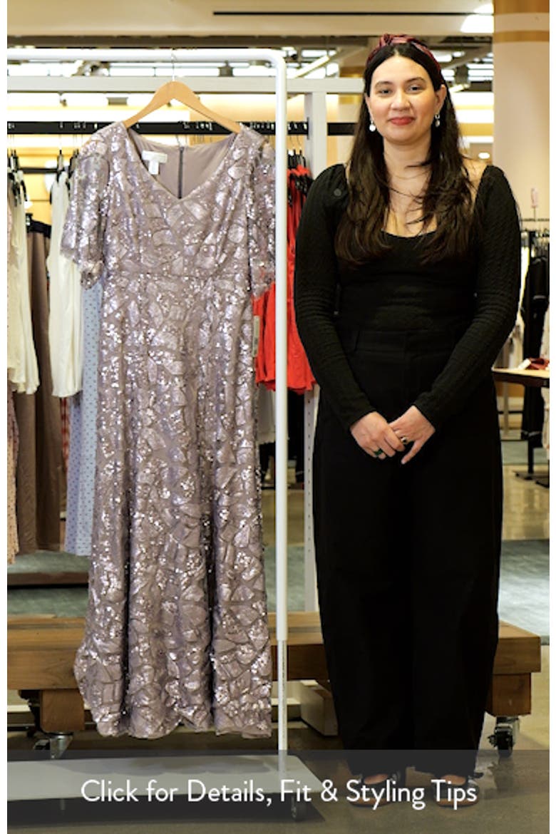 'Camilla' Sequin Flutter Sleeve Gown video