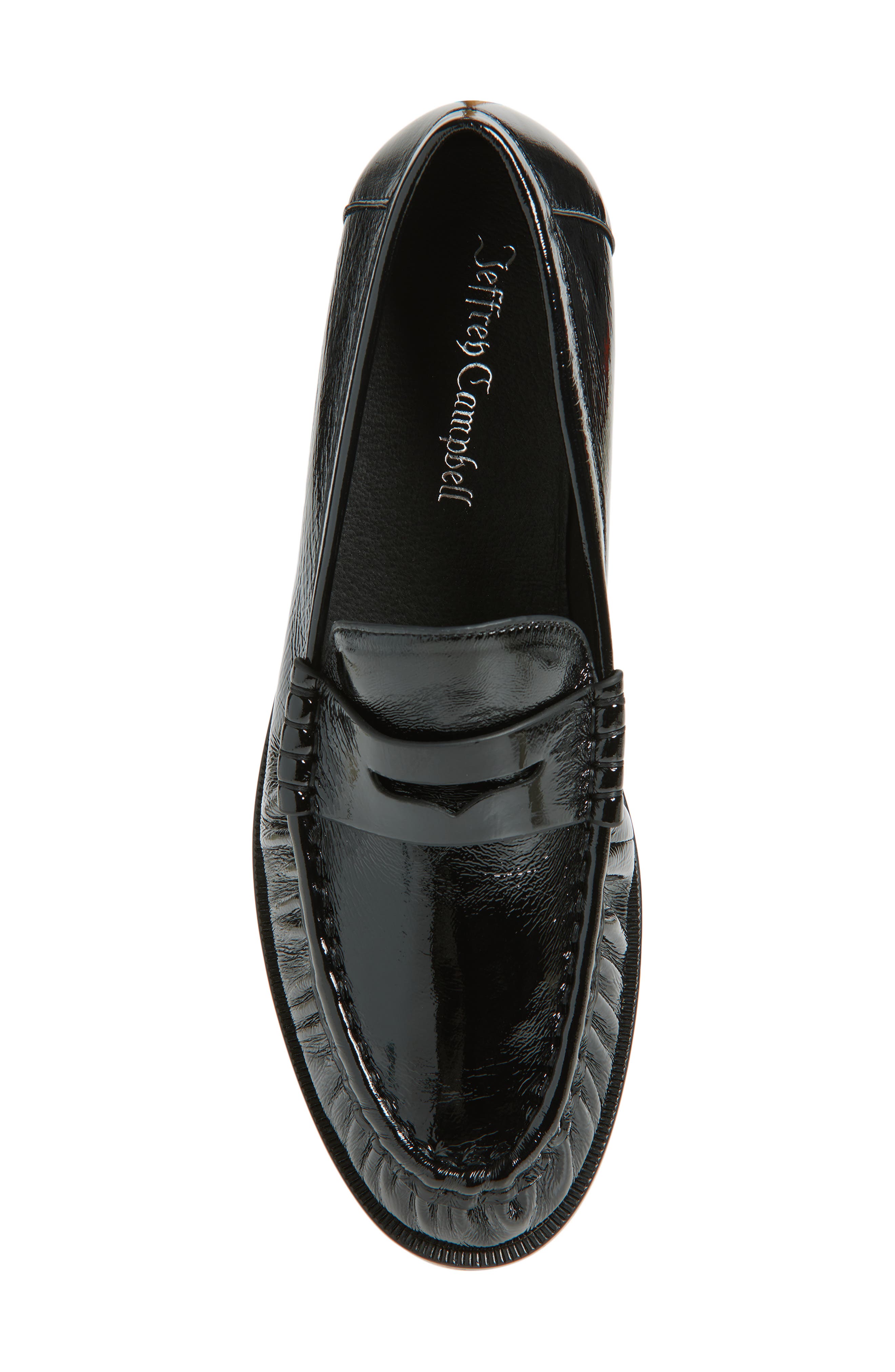 Jeffrey Campbell Stallone Penny Loafer, Alternate, color, Black Crinkle Patent