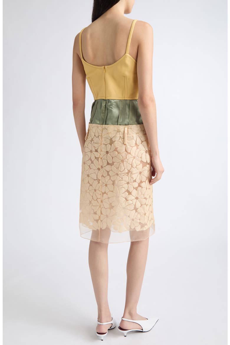 Mixed Media Floral Organza & Satin Waist Dress, Alternate, color, 00W18 BAMBOO