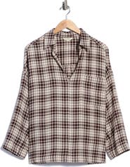 MAX STUDIO Plaid Elbow Sleeve Top