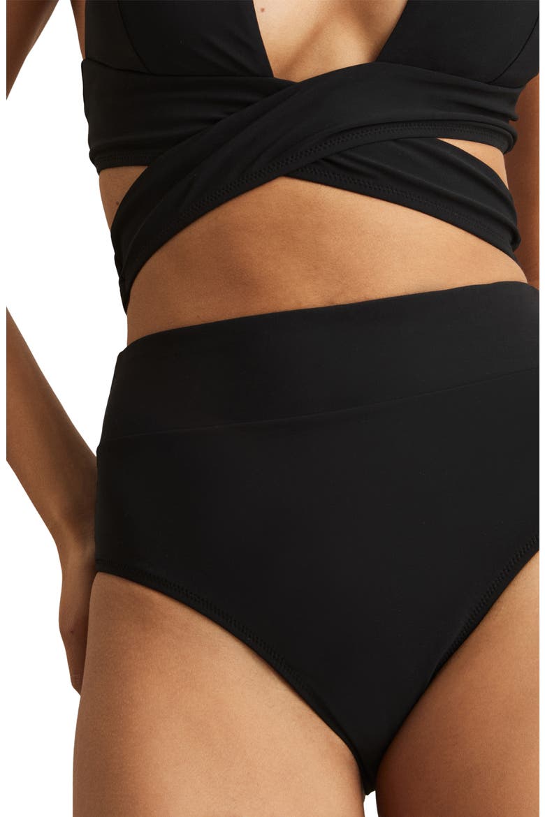 Helena High Waist Bikini Bottoms, Alternate, color, BLACK