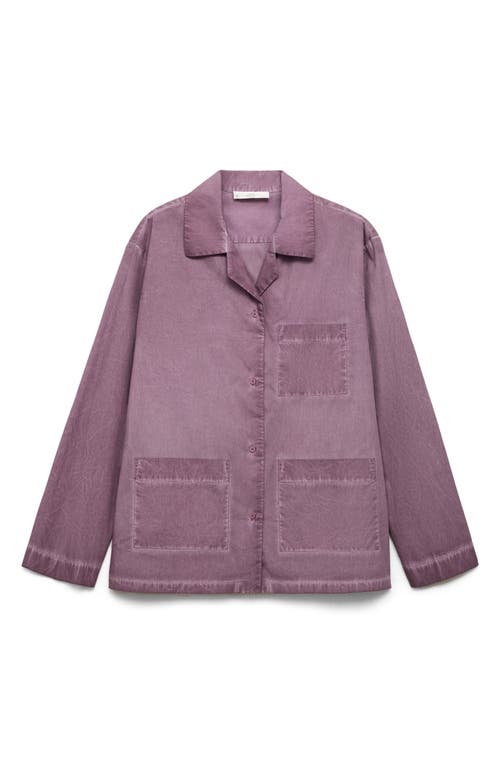 Mango Garment Dyed Button-up Shirt In Purple