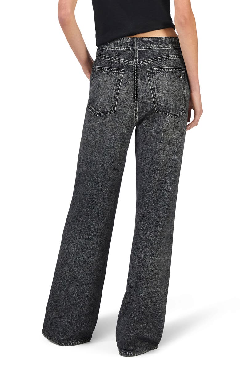 rag & bone rb Miramar Side Stripe High Waist Wide Leg Cotton Terry Sweatpant Track Pants, Alternate, color, Washed Black Green