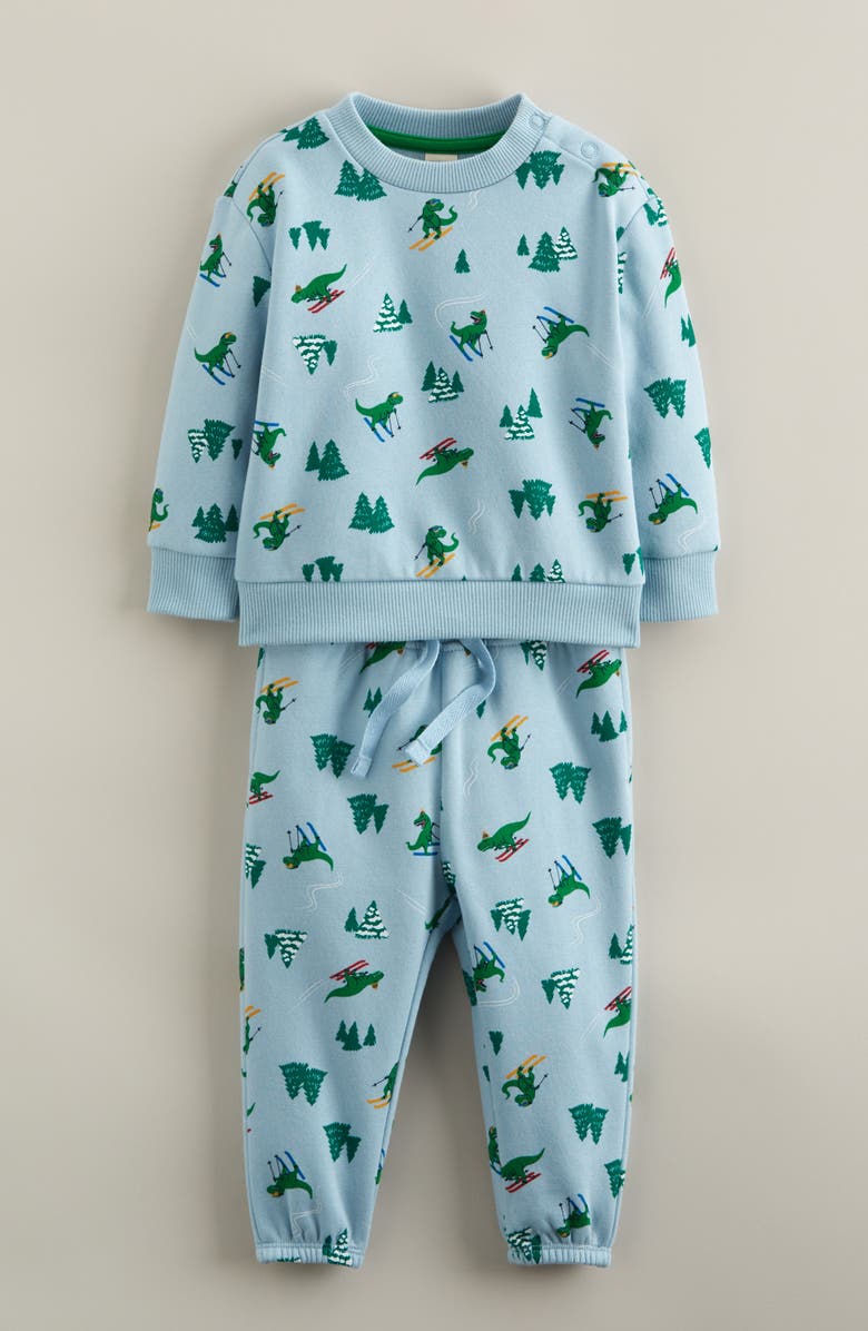 Tucker + Tate Print Fleece Sweatshirt & Sweatpants Set, Main, color, Blue Basalt Dinosaur Ski