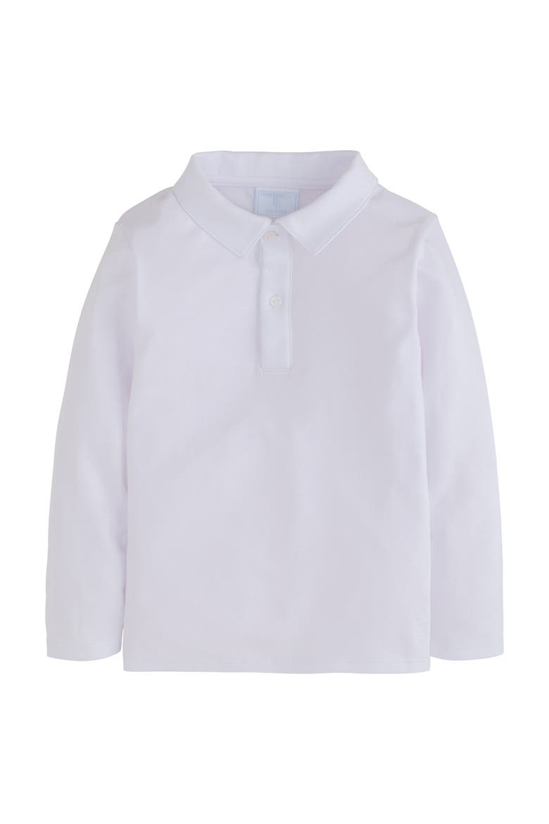 Kids' Solid Long Sleeve Polo, Main, color, White