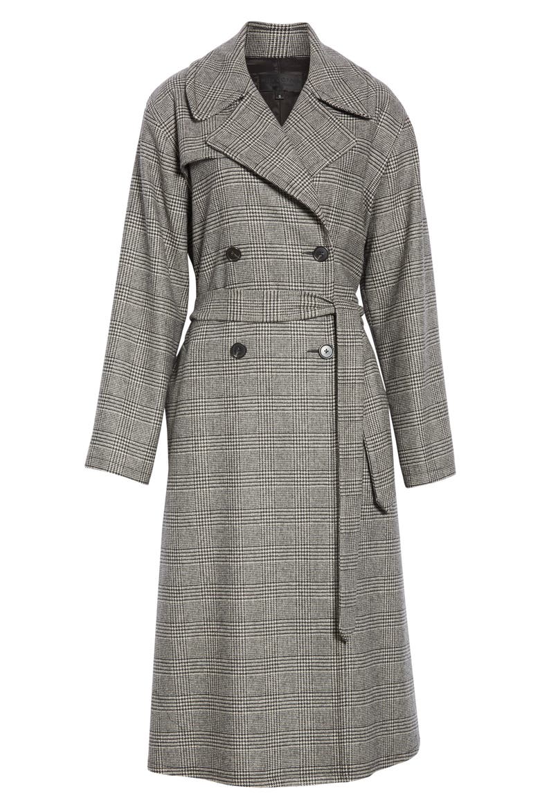 Topher Plaid Wool Blend Coat, Alternate, color, BLACK/ WHITE