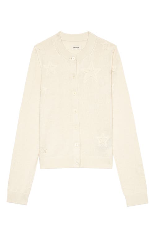 Zadig & Voltaire Alpha Star Intarsia Silk & Cashmere Cardigan In Ecru