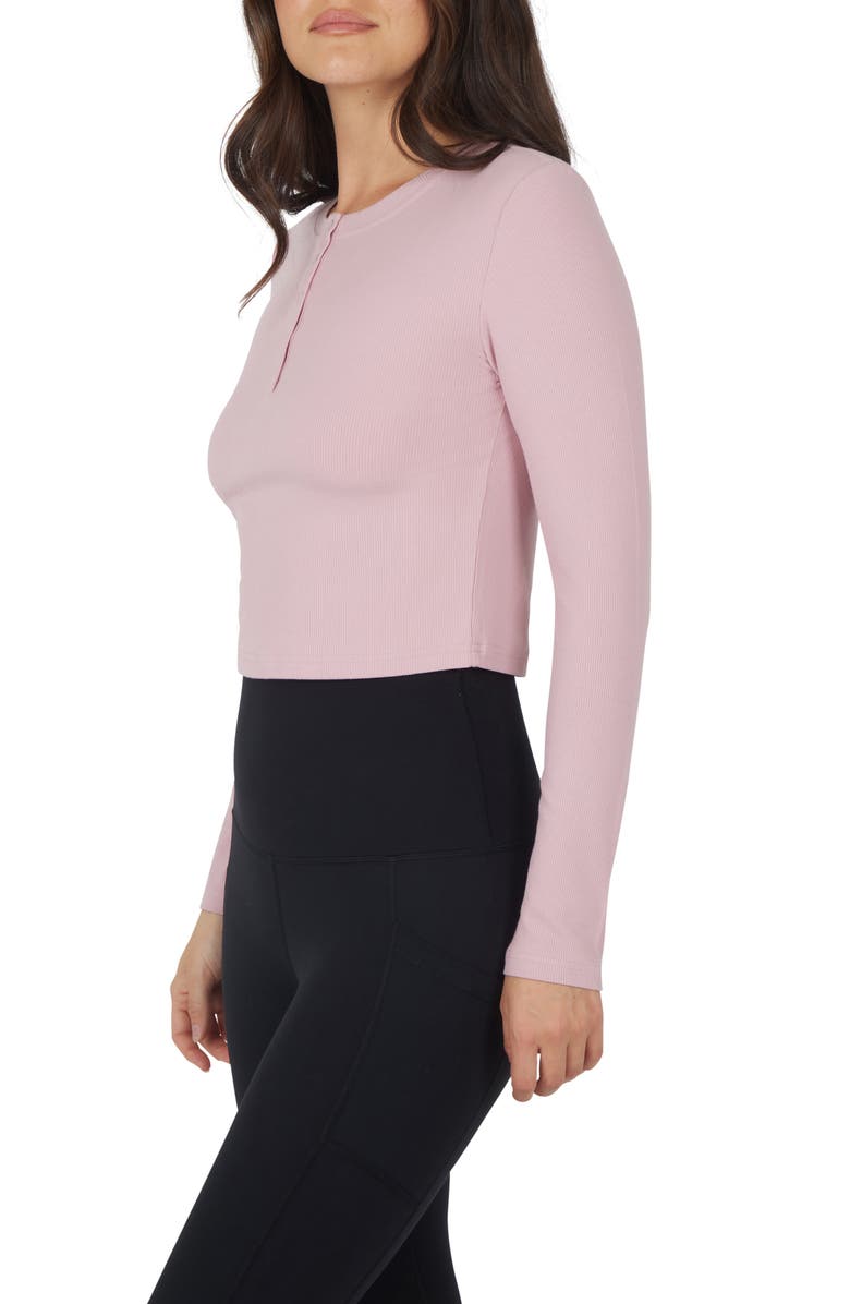 YOGALICIOUS Valentina Heavenly Rib Henley, Alternate, color, Pacific Pink