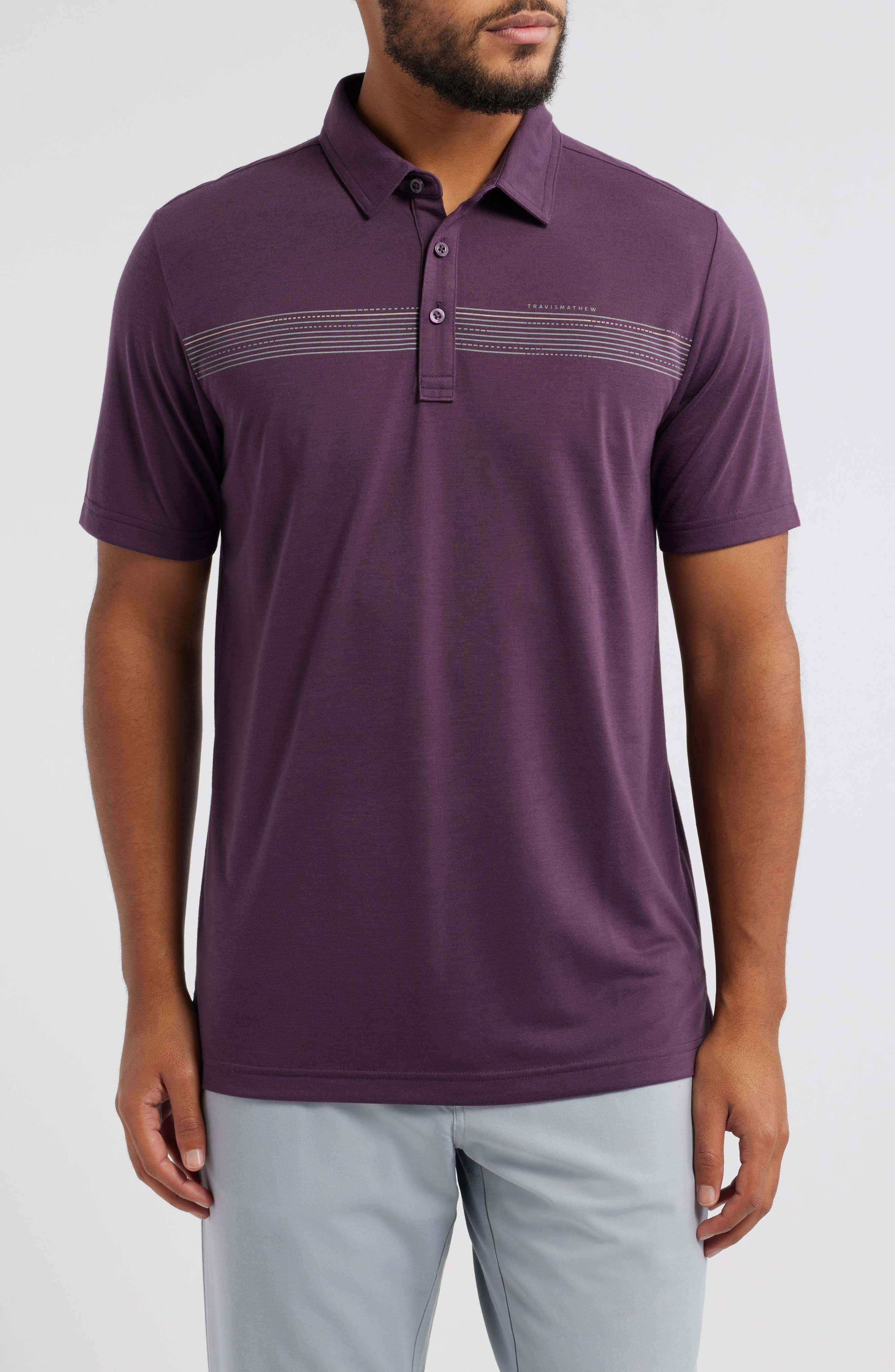 TravisMathew Coast Charted Chest Stripe Piqué Polo