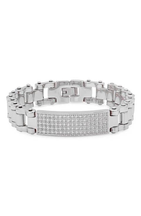 Men's Cubic Zirconia ID Chain Bracelet