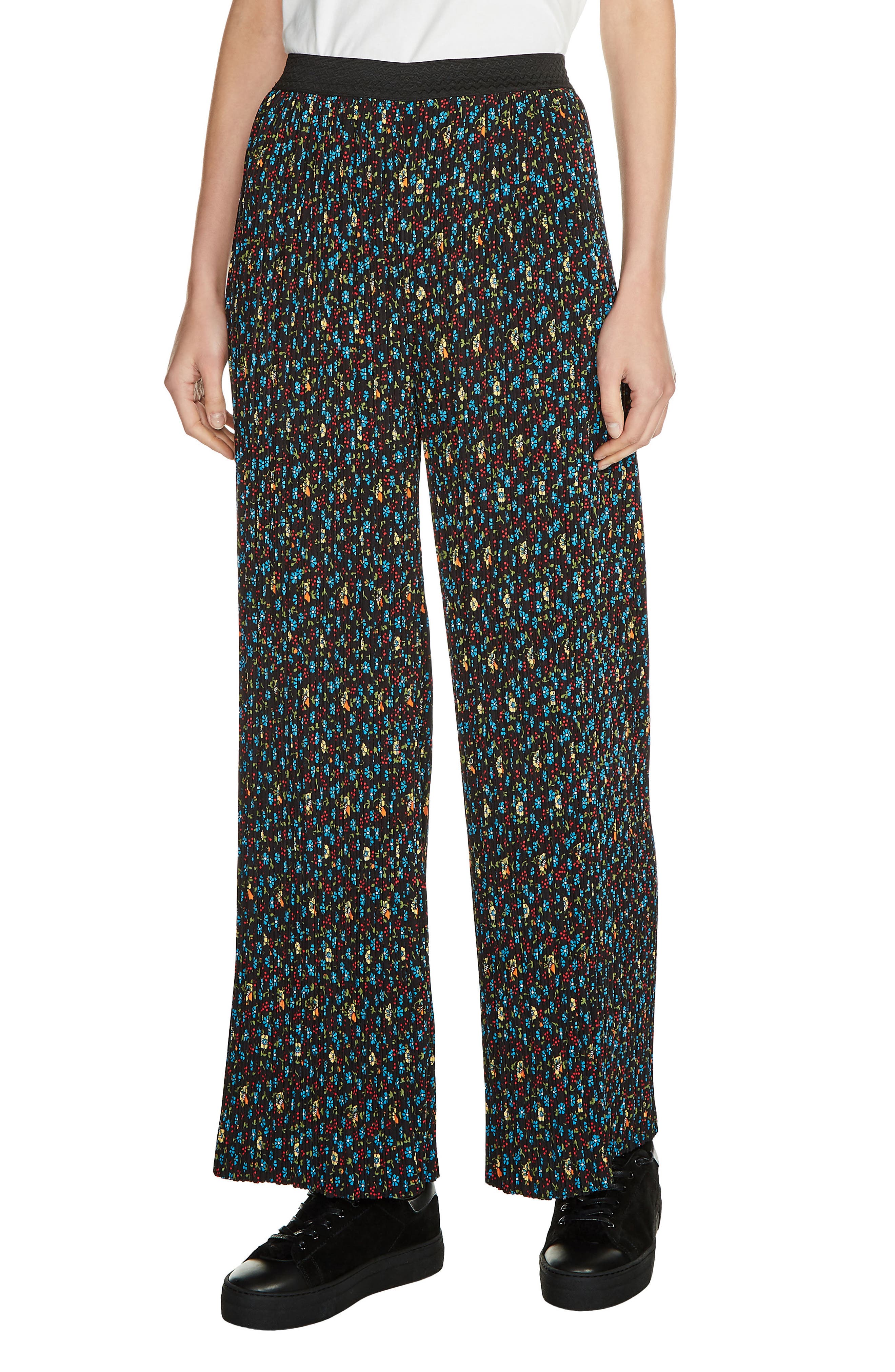 maje Floral Print Pleat Pants