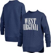 PRESSBOX Women's Pressbox Navy West Virginia Mountaineers Quilted Long Sleeve Pullover Sweatshirt