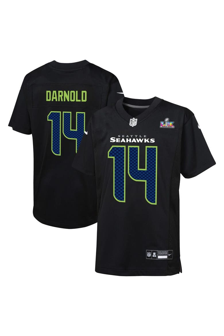 Youth Nike Sam Darnold Black Seattle Seahawks Super Bowl LX Carbon Fashion Game Jersey, Main, color, Black